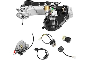 MAHUGDE 150CC Engine 4-Stroke Engine Motor Single Cylinder 11" GY6 Gas Motor Engine with CVT Auto Carburetor 8 Stage Transmission Long Box Engine for Go Kart Pit Dirt Bike