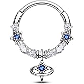 CM Crareesi Mania Dangle Septum Ring 316L Stainless Steel Septum Piercing Jewelry 16G Helix Star Dait Earrings for Women