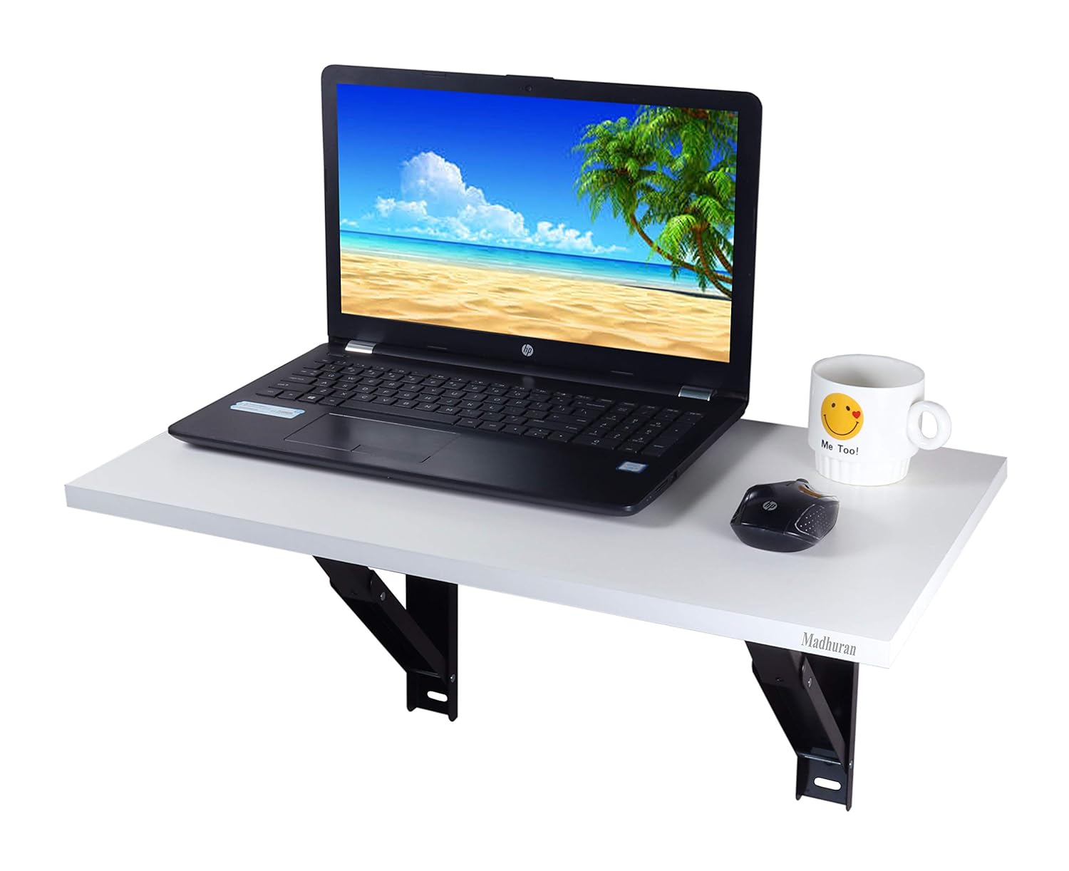 Madhuran Minielara Folding Wall Mounted Wooden with Iron Bracket Study