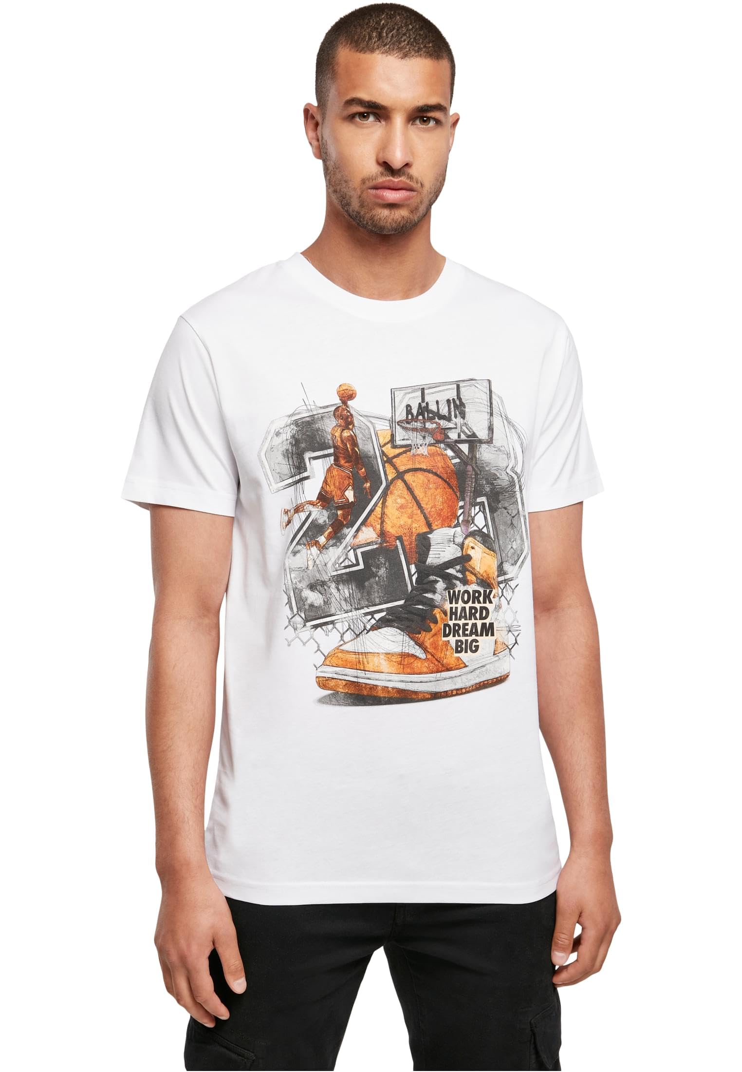 Mister Tee Herren Vintage Ballin Tee T-Shirt, White, XL
