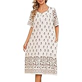 ETOSELL House Dresses for Women Floral Print Mumu Nightgowns Sleepwears with Pockets Lounge Dress