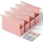 EcoStash Wheat Straw Extra Capacity Plastic Hanging File Folders, Reinforced Expanding Hang Folder Letter Size, Accordian Pocket, Heavy Duty, Hanging Folder Organizer for Office Home - 4 Pack