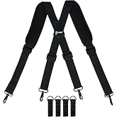 KUNN Tactical Duty Belt Suspenders with Metal Hook,Men Padded Police Harness for Duty Belt,Black