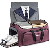Hanke Carry on Garment Bags for Travel,Convertible Duffle Bag Luggage Bag Weekend Bag with Shoe Compartment,2 in 1 Hanging Suitcase Suit Bag for Men Women,Purple