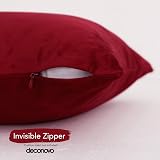 Deconovo Set of 2 Velvet Cushion Covers 30x50 cm Red Invisible Zipper view 4