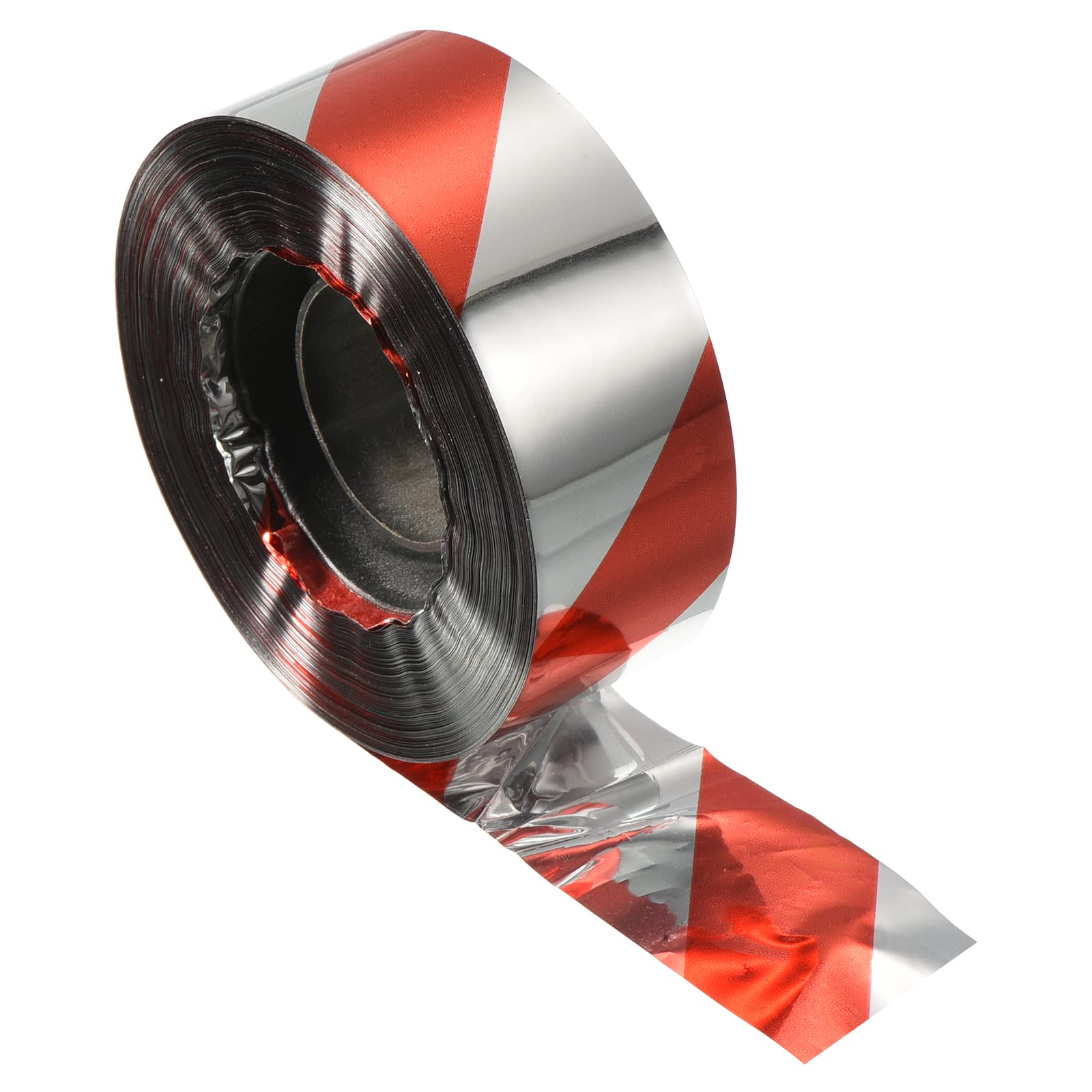 PATIKIL Bird Reflective Scare Tape, 328ft x 0.9" PET Double Sided Repelling Ribbon Keep Away Bird for Garden Farm Home, Red Silver