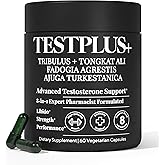 TESTPLUS+ 1,450mg 8-in-1 Testosterone Support for Men - High Strength Tongkat Ali, Fadogia Agrestis, Turkestanica & Tribulus - Natural Performance, Energy & Muscle Growth Formula (60 Capsules)