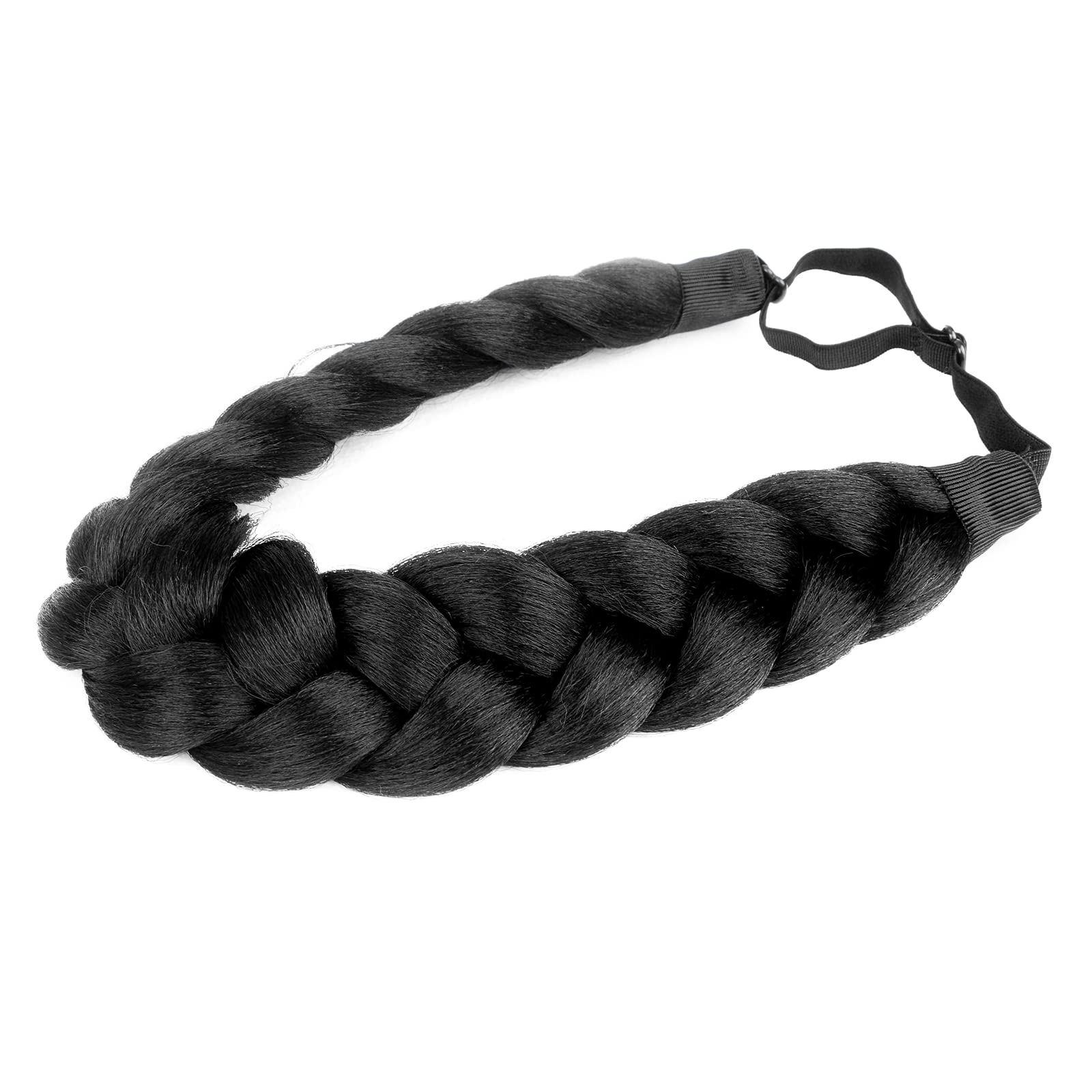 BOBIYA Afro Thick Yaki Straight Wide 2 Strands Synthetic Braided Headband Kinky Straight Plait Headband (Black) — image 1