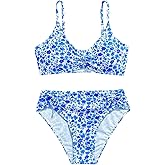 RoseSeek Girl's Ditsy Floral Bathing Suits 2 Piece Ruched Wireless Boho Bikini Swimsuits Summer Beachwear