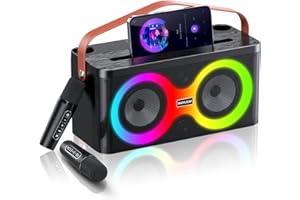MOYLEAF Karaoke Machine for Adults,Karaoke Machine with 2 Karaoke Wireless Microphones,Portable PA System Supports TF Card/USB/AUX/REC/TWS Mode for Outdoor & Indoor Party