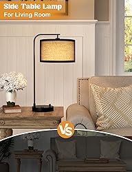 Black Tall Table Lamp with USB Port and