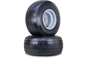 ROADGUIDER Golf Cart Tire Wheel Assembly 18X8.5-8 4-Ply with 4 Lugs on 4" PCD Silver Rim,SET 2