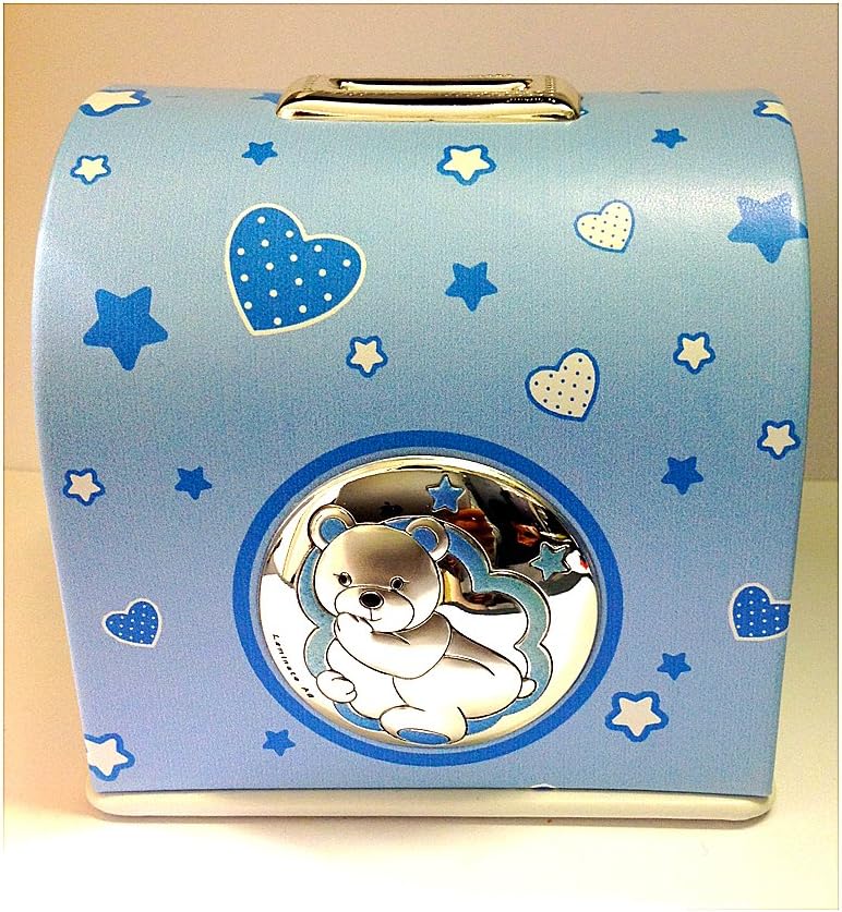 Money Box with Musical | Baby | Silver and Wooden bilamina 2R Argenti, silver