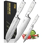 Topfeel 3PCS Professional Chef Knife Set, Ultra Sharp Japanese Kitchen Knife, German High Carbon Stainless Steel 8 inch chef's knives 7 inch Santoku Knife 5 inch Utility Knife with Gift Box