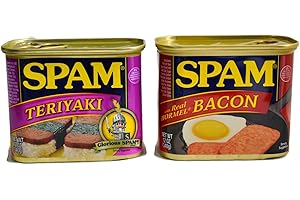 HORMEL FOODS Hungry Jack SPAM Can Bundle - Teriyaki and Bacon Flavor 12oz each (340g) Luncheon Meat