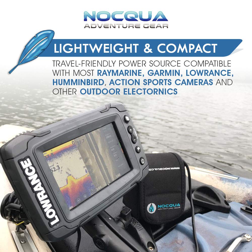 NOCQUA Pro Power Water-Resistant Battery & Charger Kit - Compatible with GPS, Depth & Fish Finders, & Most 12 Volt Electronics