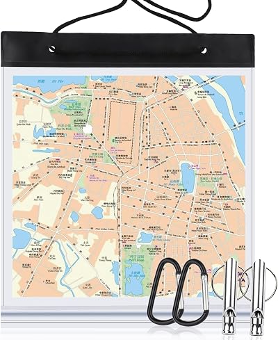 SANNIX Waterproof Map Case 31x28cm with Neck Strap Carabiner Whistle