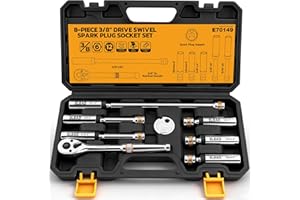 ELEAD 8-Piece 3/8" Drive Magnetic Swivel Spark Plug Socket Set, 5/8", 9/16", 14mm, 16mm, Include Ratchet Handle & Spark Plug Gapper, 6 & 12 Point CR-V Spark Plug Removal Tool