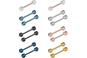VCMART 12mm-18mm 14G Tongue Rings Nipple Straight Barbells Surgical Steel Body Piercing Jewelry