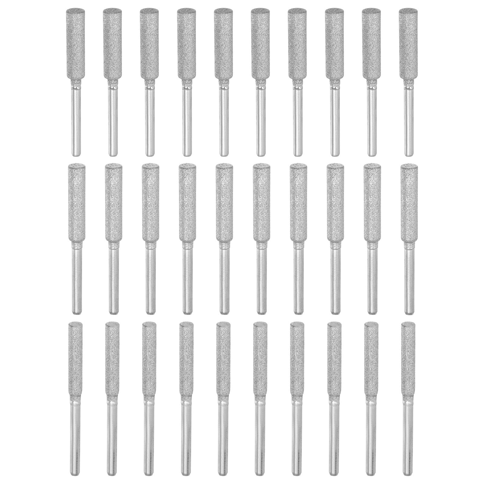 PATIKIL 30 Pcs Diamond Chainsaw Sharpening Kit 3 Sizes High Hardness Sharpening Stone Polishing Tool, Silver (5/32", 3/16", 7/32")