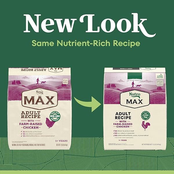 NUTRO MAX ADULT DRY DOG FOOD WITH FARM-RAISED CHICKEN, 12 LB BAG