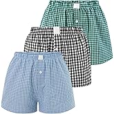 Numgug Womens Y2k Plaid Shorts Women Cute Lounge Pajama Sleep Comfy & Casual Gingham PJ Boxer Shorts
