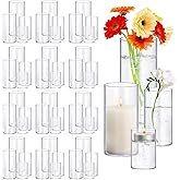 48 Pack Thick Glass Cylinder Vases 4,6,9,12 Inch Tall Clear Flower Vase Hurricane Floating Candle Holder for Table Centerpiece Wedding Home Decor