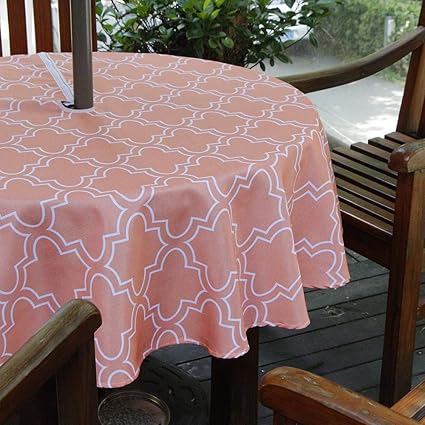 Round 60 Flower Water And Stain Resistant Fabric Table Cloth For