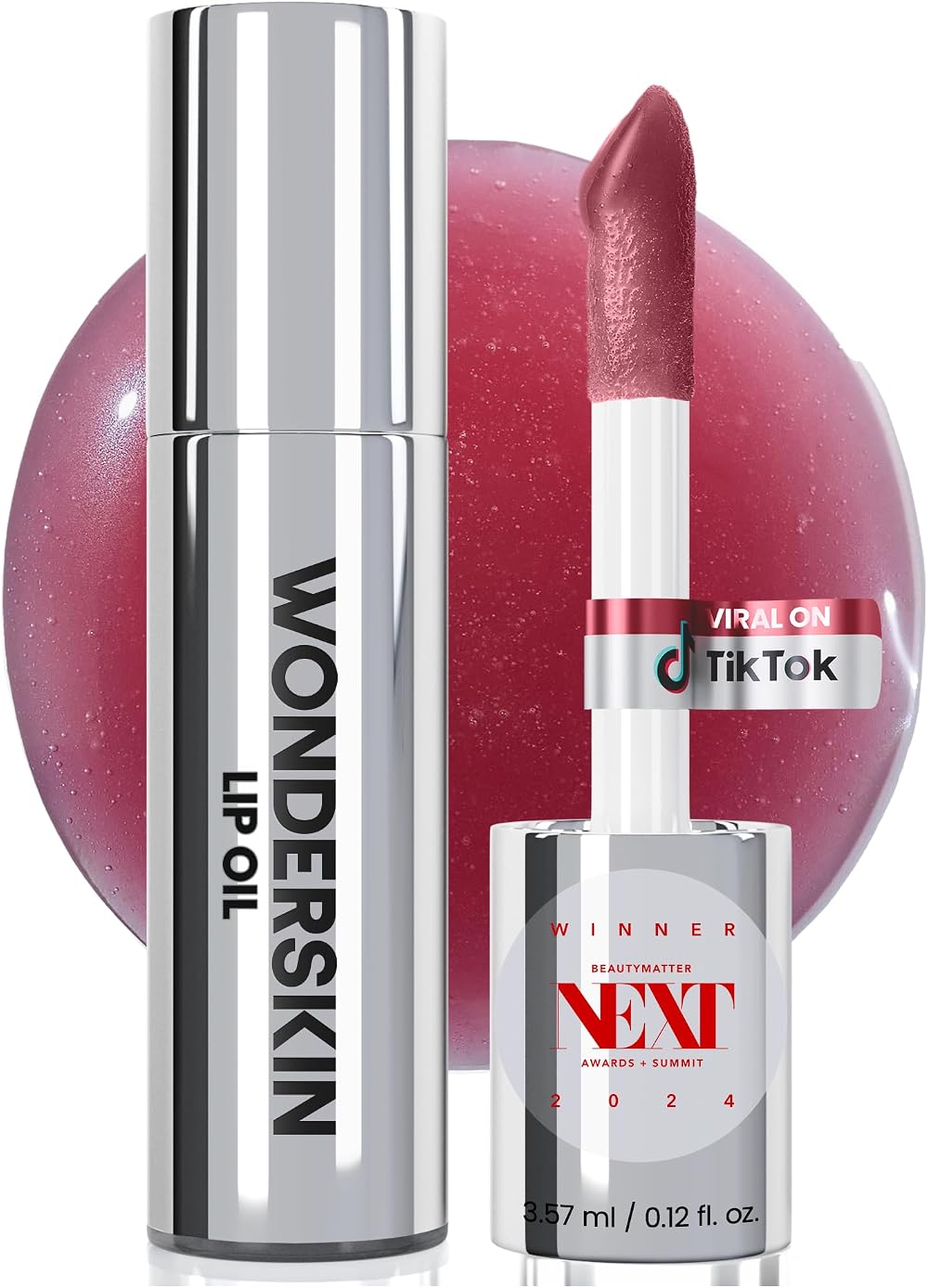 Wonderskin Lip Oil Rehab Serum Tinted Hydrating Non-Sticky Deep Red Honey