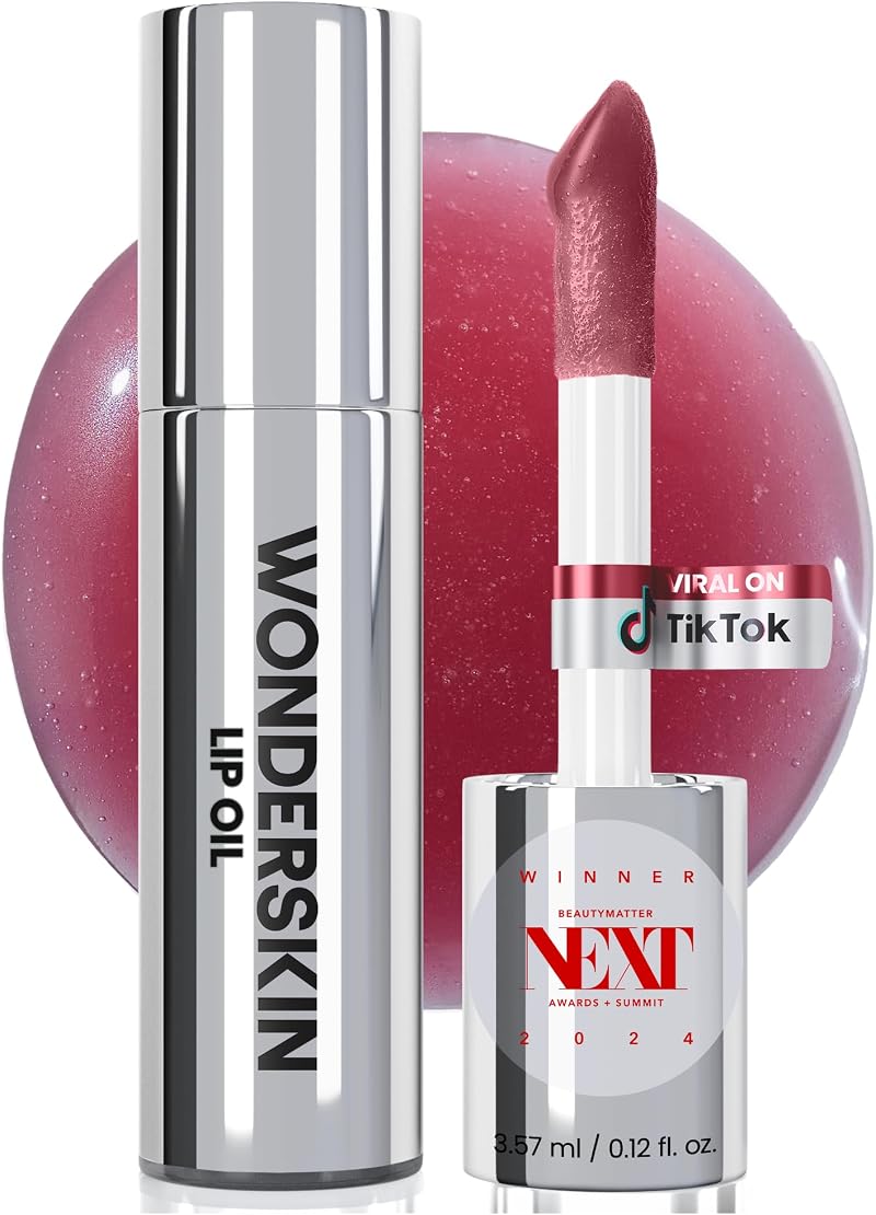 Wonderskin Lip Oil Rehab Serum Tinted Hydrating Non-Sticky Deep Red Honey