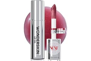 Wonderskin Lip Oil Rehab Serum - Tinted Lip Oil, Hydrating, Moisturizing, and Non-Sticky Deep Red Tint Serum for Dry Lips (Ho