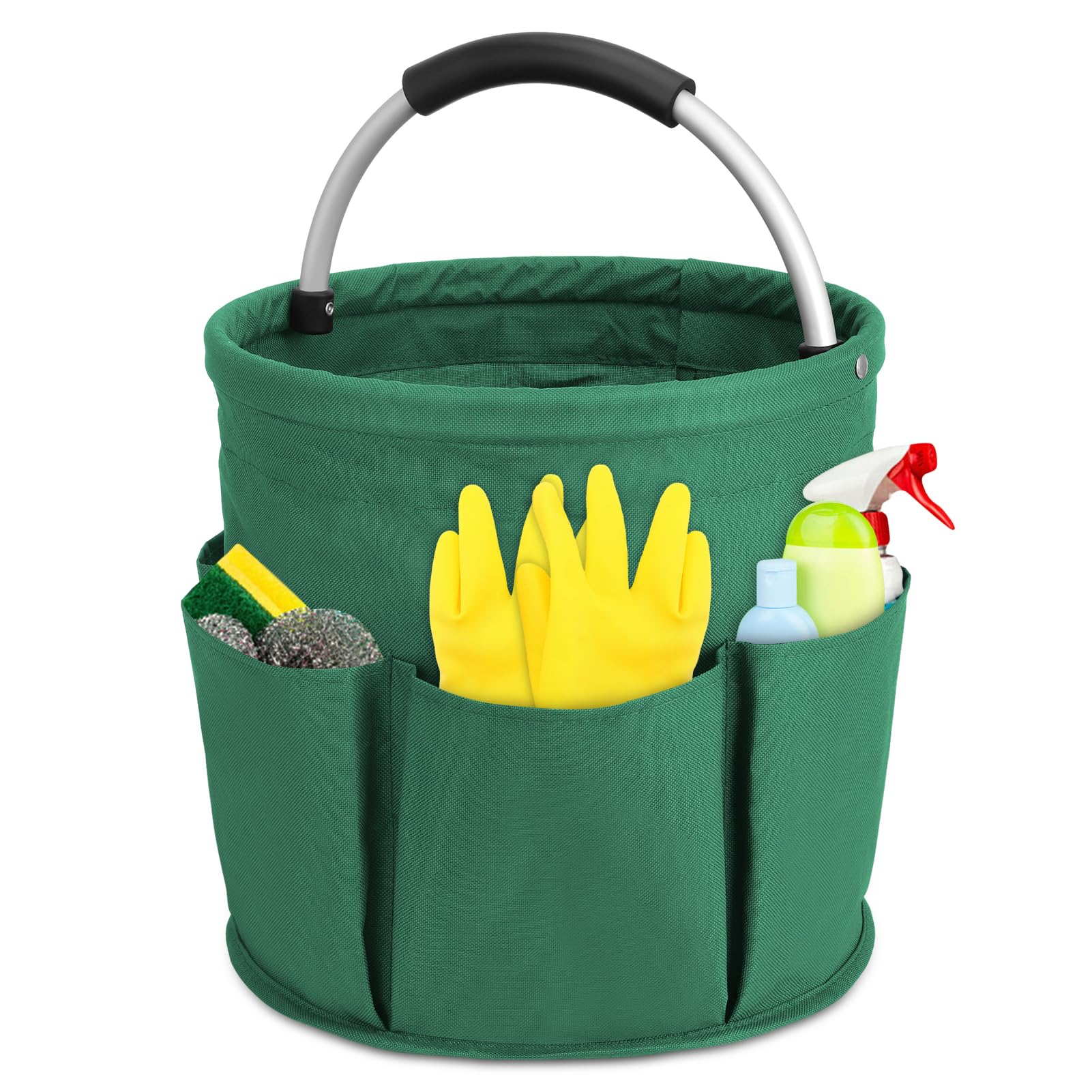 Partideal Tool Bag with Handle, 17 liters Bucket Tool Organizer Bag, Collapsible Garden Small Tools Bag, Portable Multi Cleaning Organiser Caddy, Multi Pocket Craft Caddy Universal