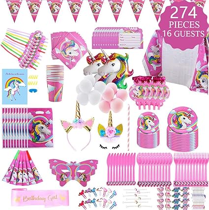 Amazon Com Unicorn Party Supplies Set 274 Pcs Set With Unicorn