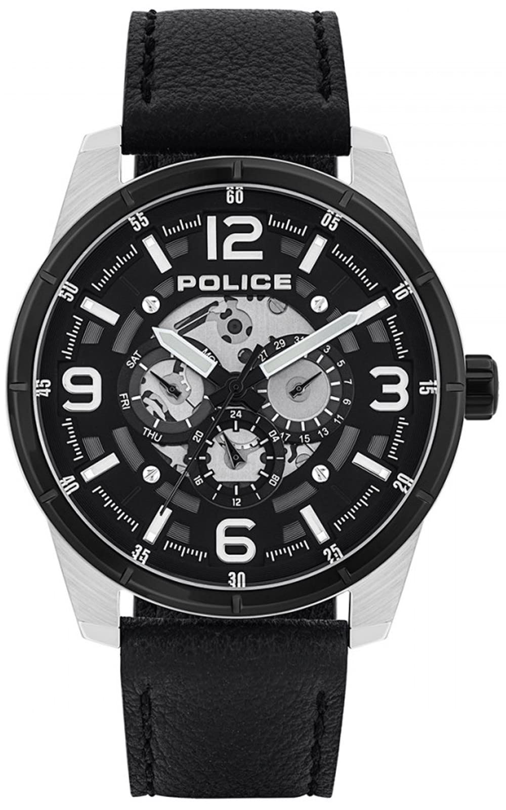 Police Watches Lawrence Mens Analogue Automatic Watch with Leather Bracelet PL.15663JSTB-02