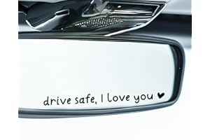 CYLDGNS 3 x Car Rear Mirror Vinyl Decal Stickers Water Bottle Decor Cute Laptop Sticker Aesthetic Tumbler Positive Affirmation Decal Car Rearview For Women Gift For Her (Black, Drive Safe I Love You)