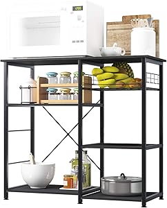 SDHYL Microwave Oven Rack, Storage Shelf, Kitchen Baker's Rack, Storage Cart for Kitchen, Black, S7-WK-W5S-BK-US