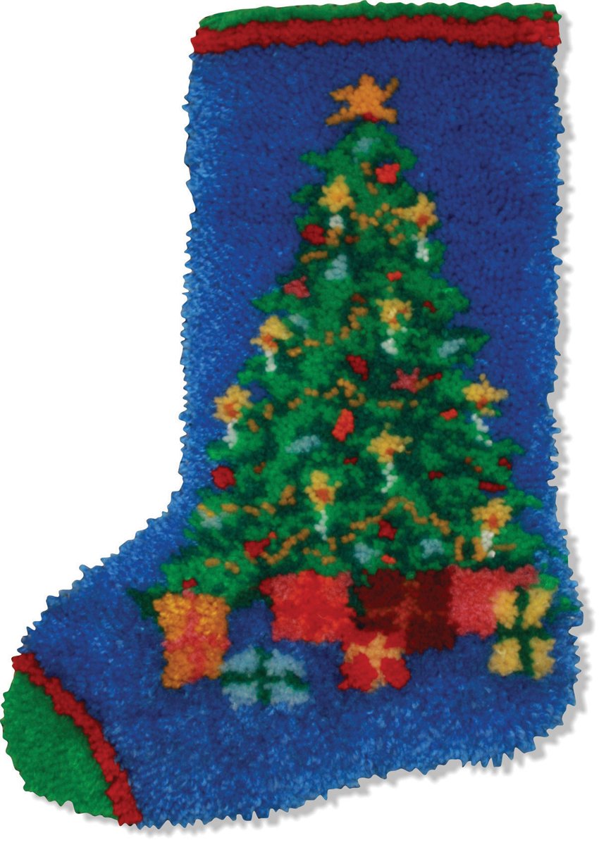 M C G Textiles 17 x 12inch Christmas Tree Stocking Latch Hook Kit
