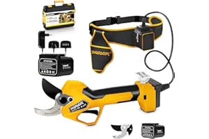 SWANSOFT Electric Pruning Shears, 45mm 1.77'' Cutting Diameter Cordless Electric Pruners Shears Battery Powered, 1150W Tree Branch Pruner with 2Pack 4Ah Rechargable Batteries(Yellow)