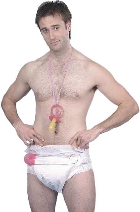 Smiffys Baby-Kit Verschiedenerlei Jumbo-Windel Sicherheitsnadel und Schnuller, One Size