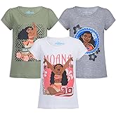 Disney Moana Girls 3 Pack Short Sleeve T-Shirt for Toddler and Big Kids,