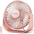 Gaiatop USB Desk Fan, 3 Speeds Strong Airflow, 5.5 Inch Portable 90° Rotate Quiet Cooling, Small Personal Table Fans for Bedroom Home Office Travel Pink
