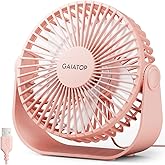 Gaiatop USB Desk Fan, 3 Speeds Strong Airflow, 5.5 Inch Portable 90° Rotate Quiet Cooling, Small Personal Table Fans for Bedroom Home Office Travel Pink