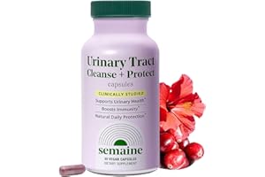 Semaine Urinary Tract Cleanse & Protect – 30 ct, Bladder Support Supplement for Women, Flushes Urinary Tract. Combines Cranberry Proanthocyanidins with Hibiscus.