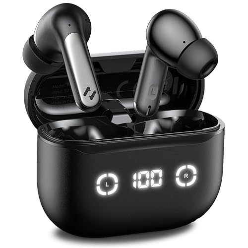 havit Active Noise Cancelling Wireless Earbuds, Bluetooth 5.4 in Ear Headphones, 3D Bass Stereo Wireless Earphones with 4 ENC Noise Cancelling Mic, 40H Bluetooth Earbuds with LED Display