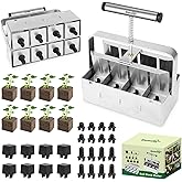 BlumWay Upgraded Soil Blocker, 8 Cell Seed Blocker 2 inch Quad Soil Block Maker Manual with 3 Types of Seed Pins,Hand-held Soil Blocking Tool for Seed Stater Tray Outdoor Plants