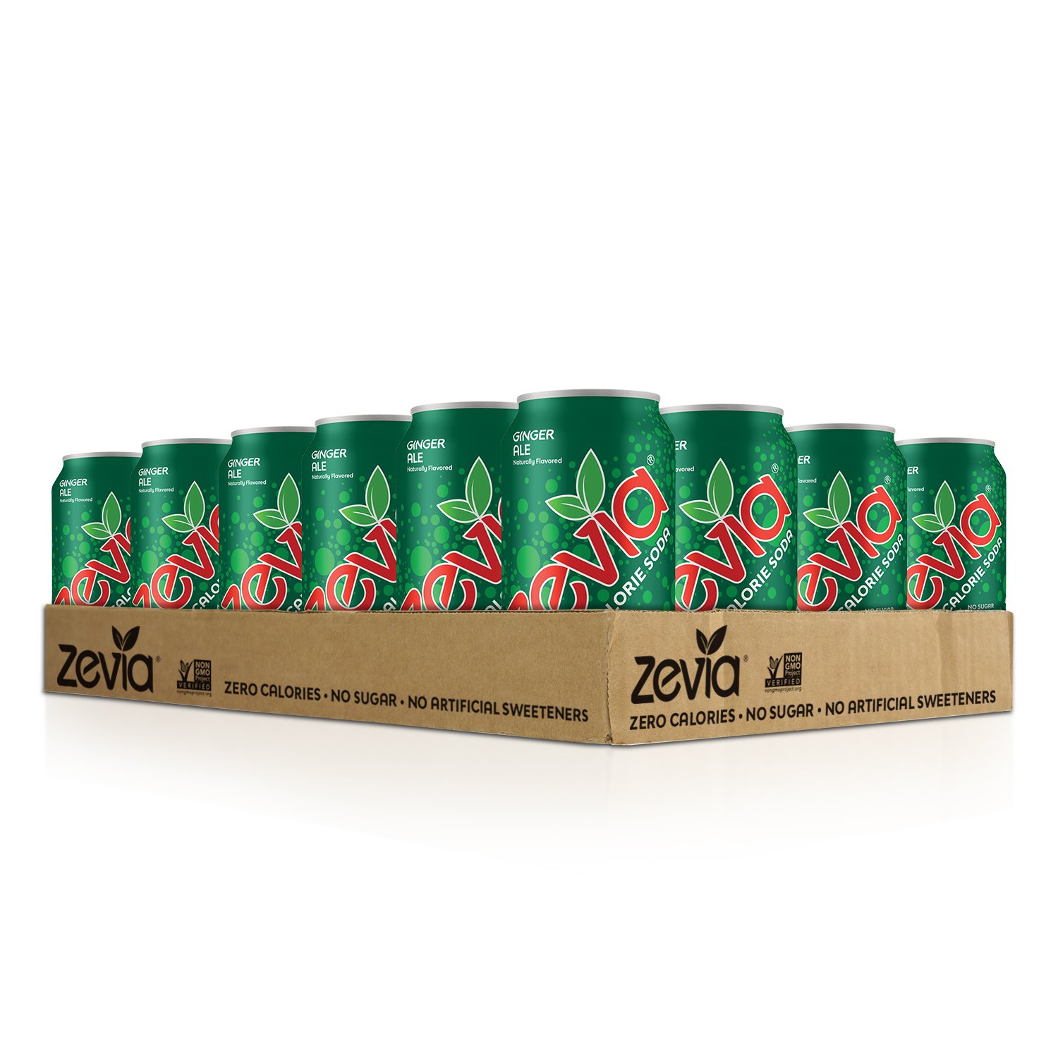 Zevia Zero Calorie Soda, Ginger Ale, Naturally Sweetened Soda, (24) 12