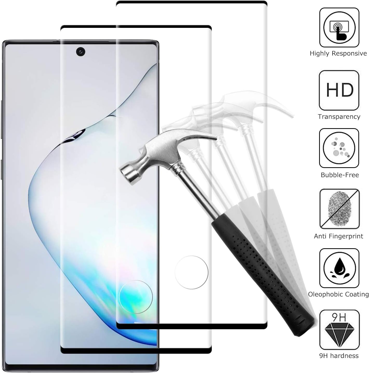 Snnisttek [2 pieces Tempered Glass Screen Protector comfortable with Samsung Galaxy Note10 Plus,9H Hardness, Ultra Crystal Clear, 99% Transparency Protection Tempered Glass