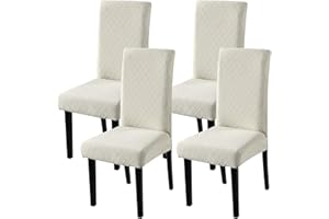 Fuloon 4 Pack Super Fit Stretch Removable Washable Short Dining Chair Protector Cover Seat Slipcover for Hotel, Dining Room, Ceremony, Banquet Wedding Party