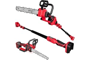 EVOIRON 2-IN-1 Cordless 10-Inch Pole Saw And Chainsaw Compatible with Milwaukee M18 18V Battery, Total Reach of Max 15ft, Auto Oiling, Electric Pole Saw for Tree Trimming Pruning (Battery NOT Included)