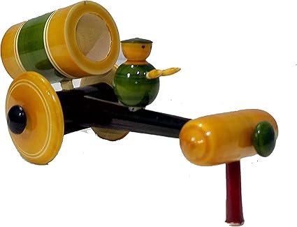 Crafts India Handcrafted Wooden Bullok Cart Doll- Show Piece - 15 cms